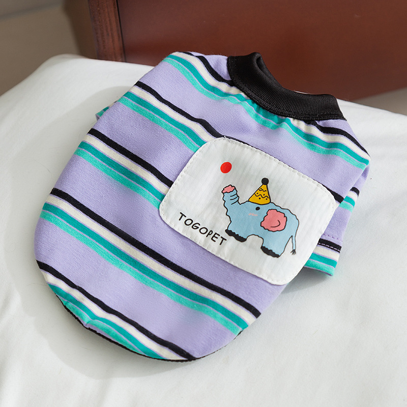 Primavera y verano gatos sin pelo gatitos pequeños gatos dibujos animados rayados como camisetas de dos patas gatitos perros lindos ropa de mascotas