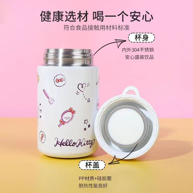 Taza termo pequeña creativa de Sanrio, niña de dibujos animados, niños lindos, escuela de alto valor, taza de agua potable directa portátil