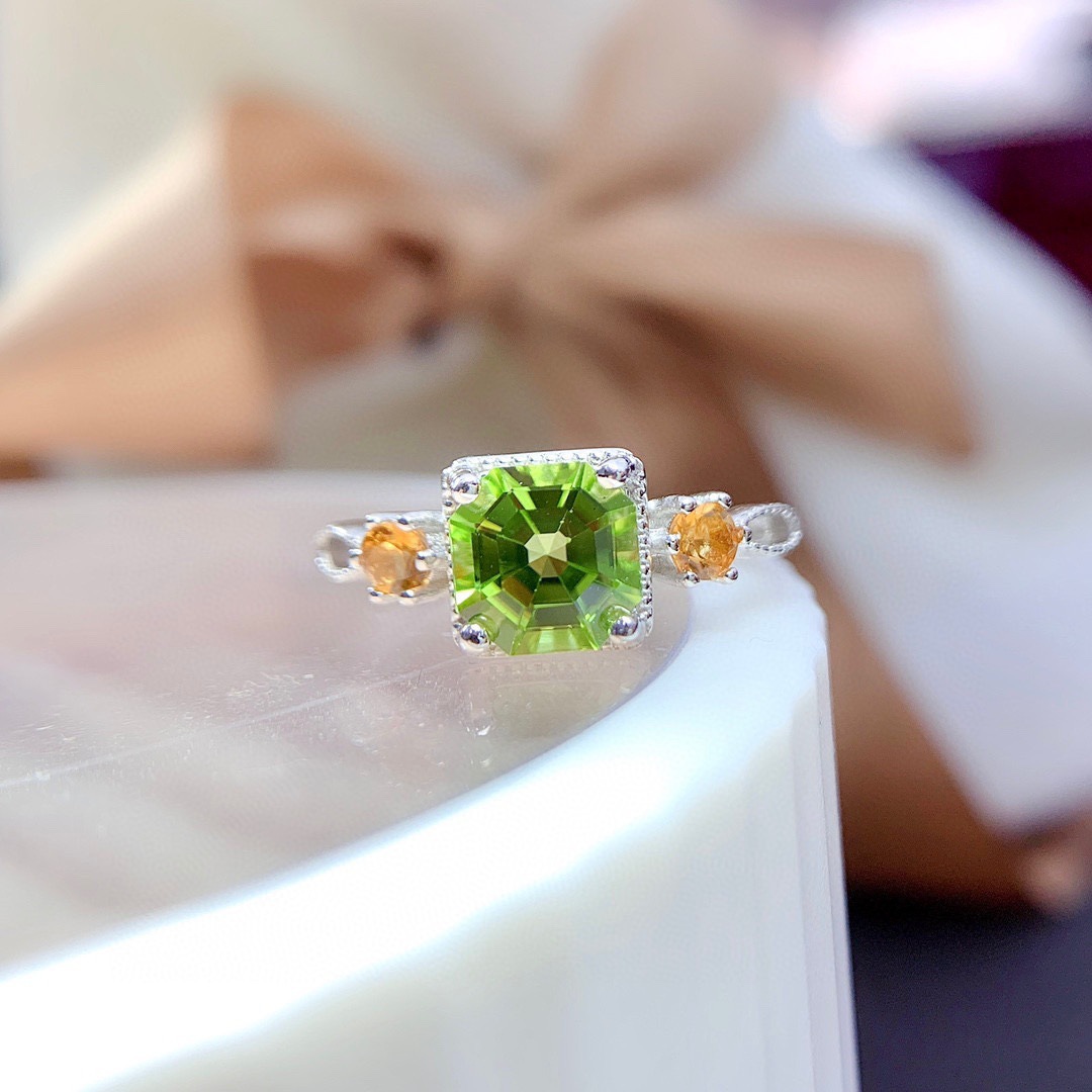 Sweet Square Copper Plating Zircon Open Ring 1 Piece