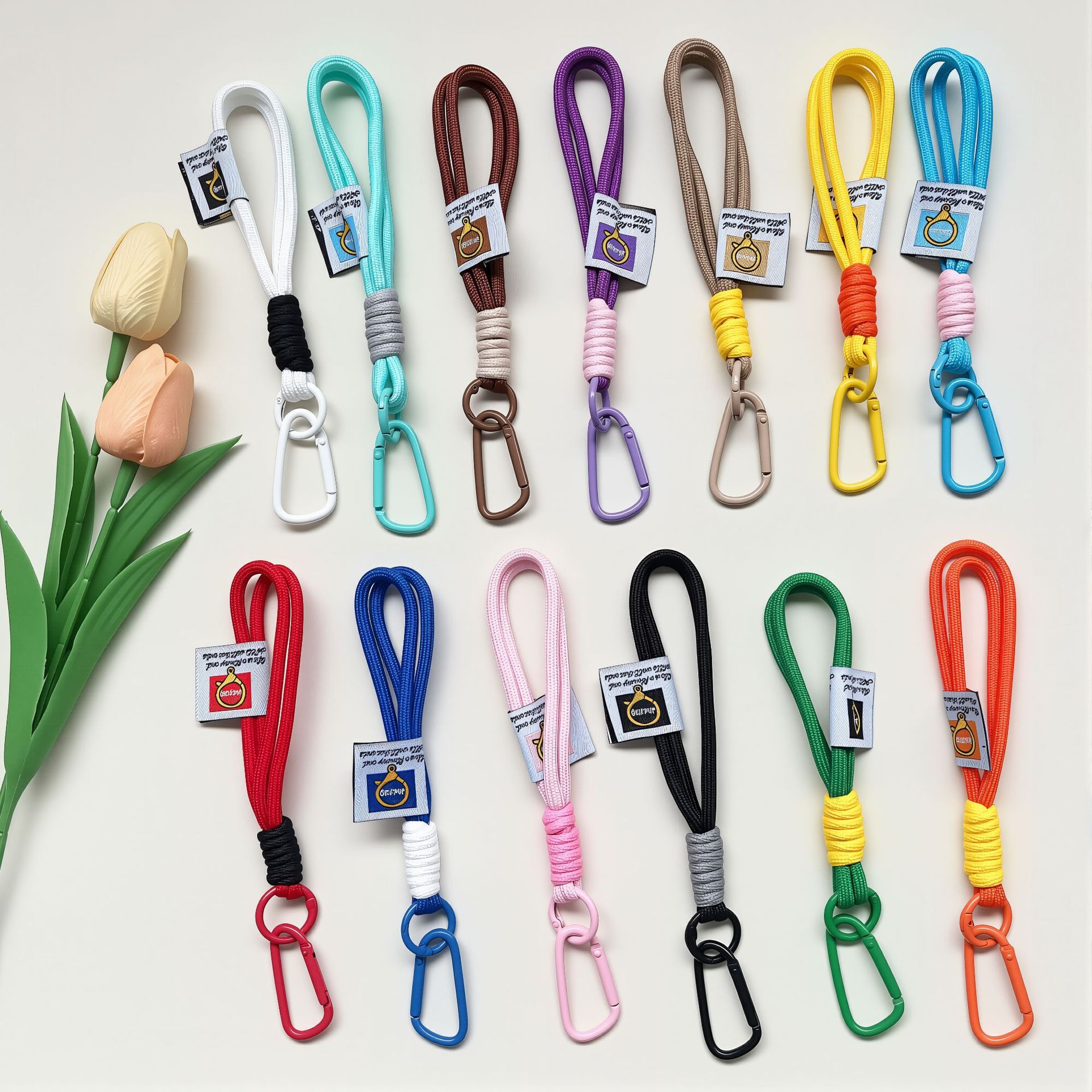 Minimalist Style Handmade Woven Rope Color-Blocking Lanyard Keychain Phone Case Portable Strap DIY Trendy Niche Accessory