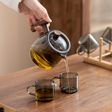 耐热玻璃小茶杯家用功夫茶具烟灰茶水杯架套装主人杯带把品茗杯子