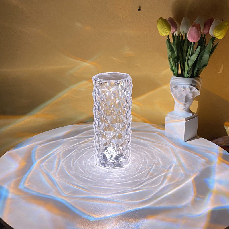 Spanish Ins Crystal Rose Lamp Bedroom Charging Touch Petal Diamond Night Light Vibrato Bedside Table Lamp