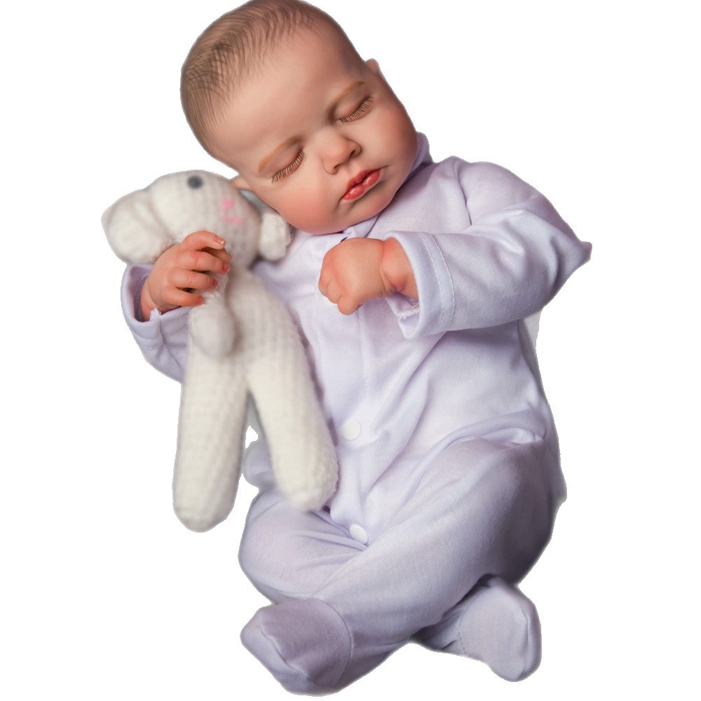Explosión transfronteriza de 20 pulgadas muñeca de reencarnación lavable con ojos cerrados modelo de ropa blanca acompañante de simulación de bebé