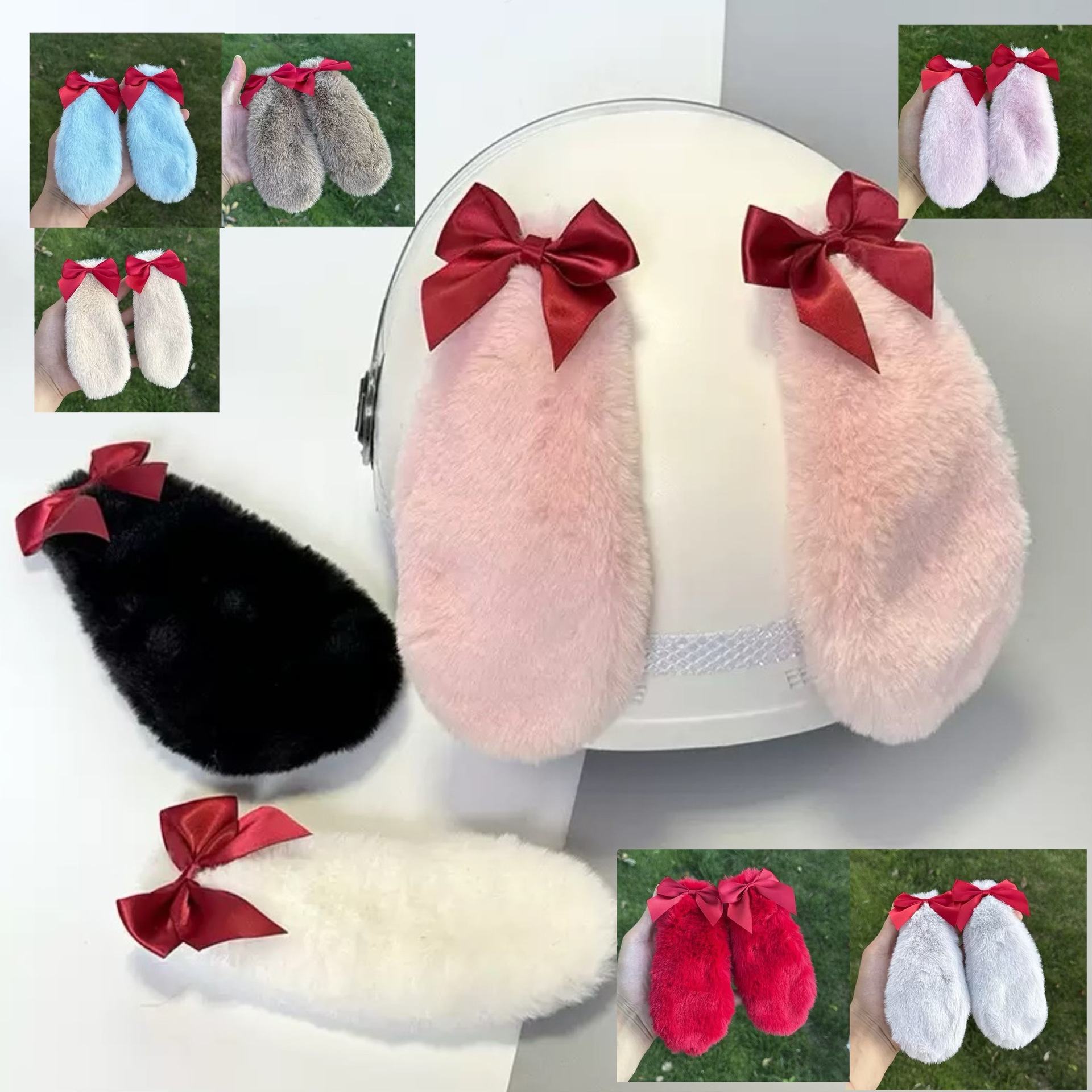 탈부착 가능한 토끼 귀 인터넷 연예인 귀여운 헬멧 장식 오토바이 오토바이 전기 자동차 테이크 아웃 여성용 헬멧 액세서리 스티커