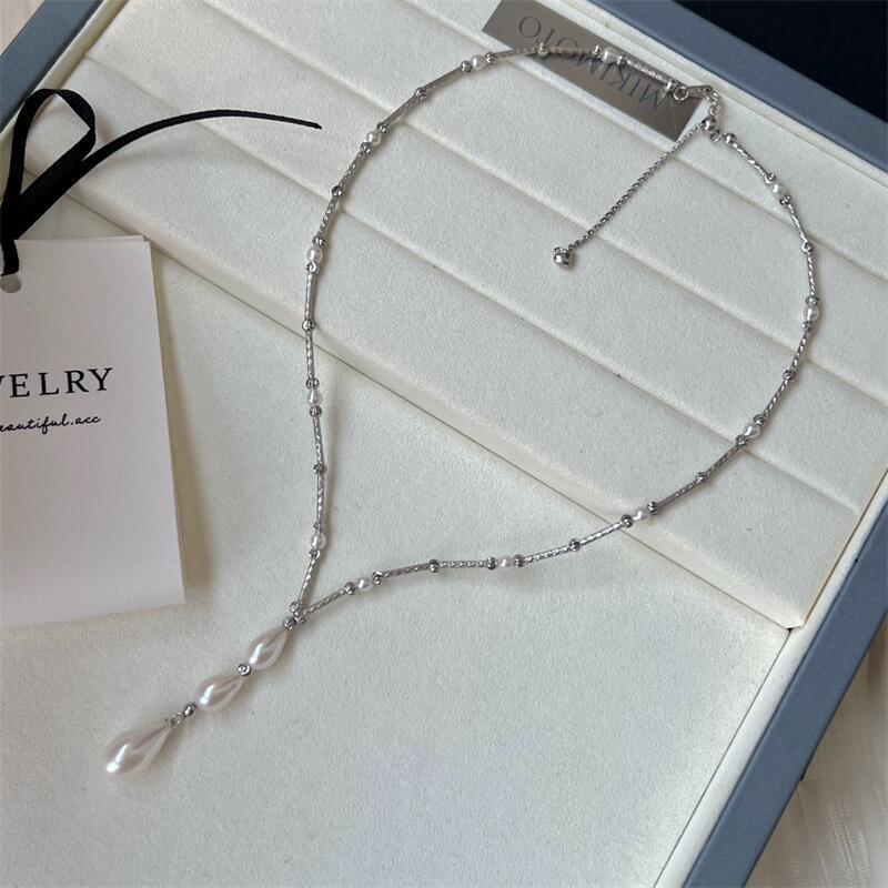 Colar de pérolas de luxo com fecho magnético para mulher_voghion.com