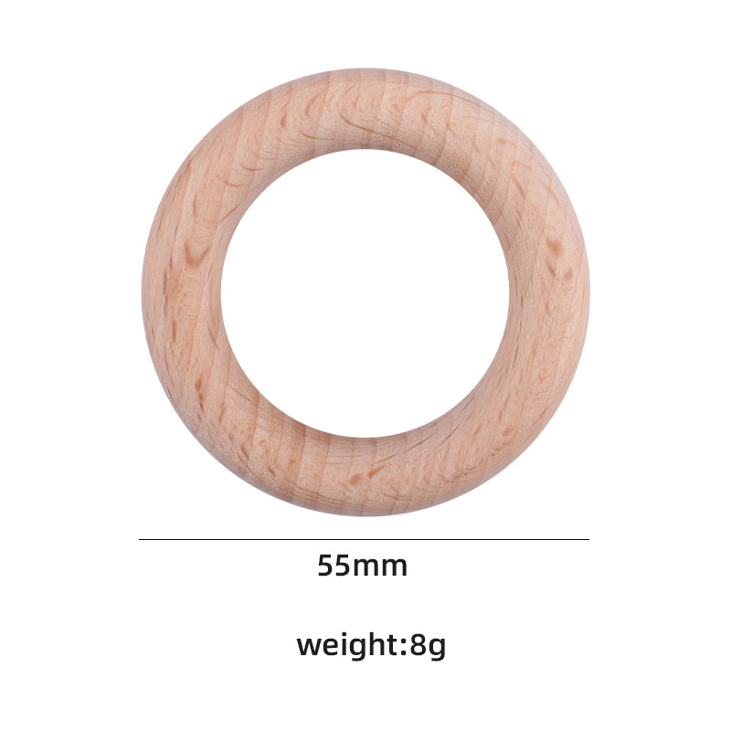 Bebé molar anillo de madera 25-55mm de madera maciza de haya anillo de juguete Niños DIY creativo mordedor pulsera mordedor palo