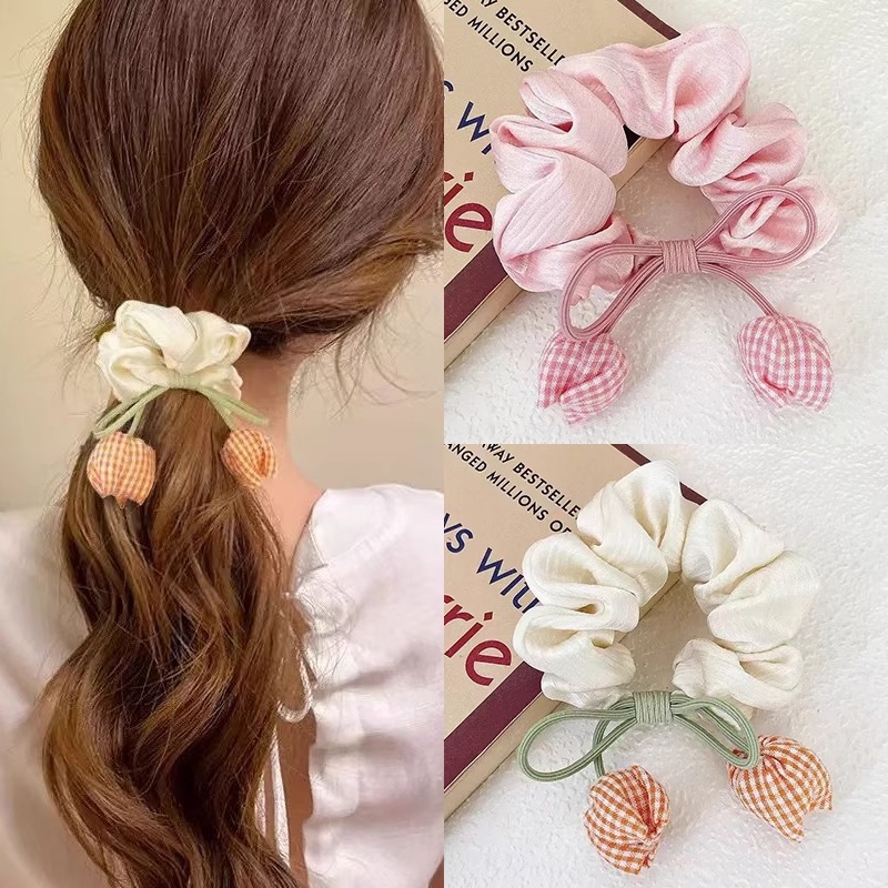 Tulipán cremoso, lazo para el cabello de intestino grueso, hilo para el cabello de alta gama para mujer, verano dulce y lindo, hilo para el cabello Mori, accesorios para el cabello