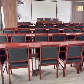会议室桌椅组合村委开会办公培训桌实木油漆双人会议条形桌长条桌