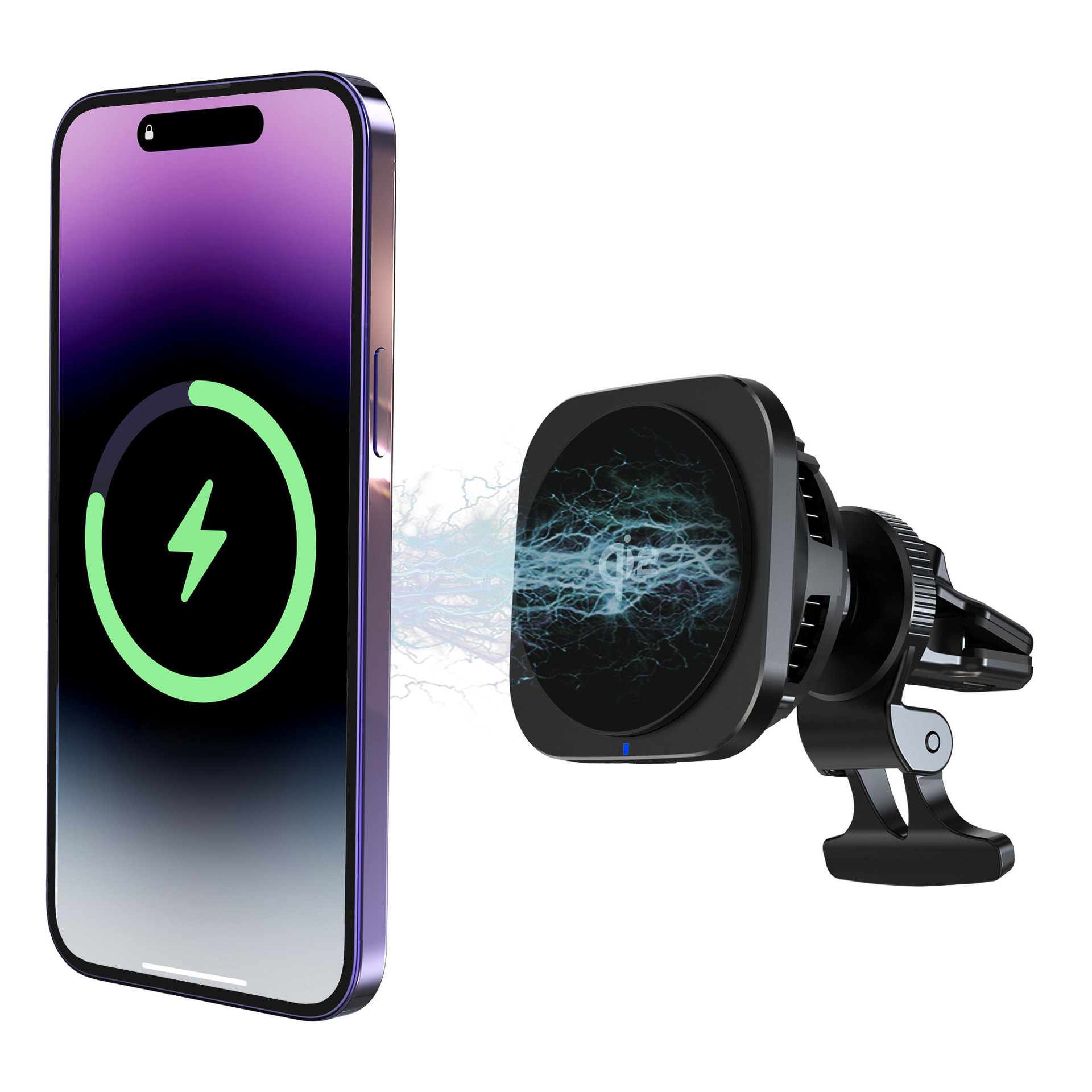 QI2 Semiconductor Refrigeration Cooling Magnetic Car Wireless Charger 15W Fast Charging_voghion.com