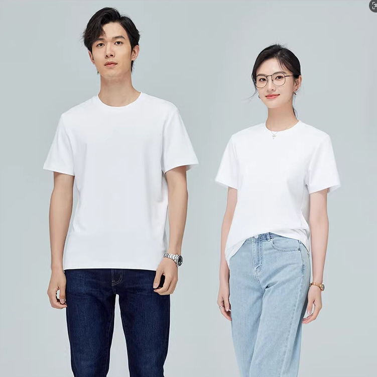 Men's short-sleeve t-shirt made of bamboo fiber, breathable, new summer product, heavyweight, round neck, cool and antibacterial, simple black and white T-shirt, wholesale