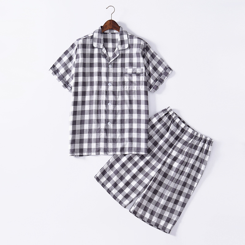 그레이 체크무늬 반팔반바지