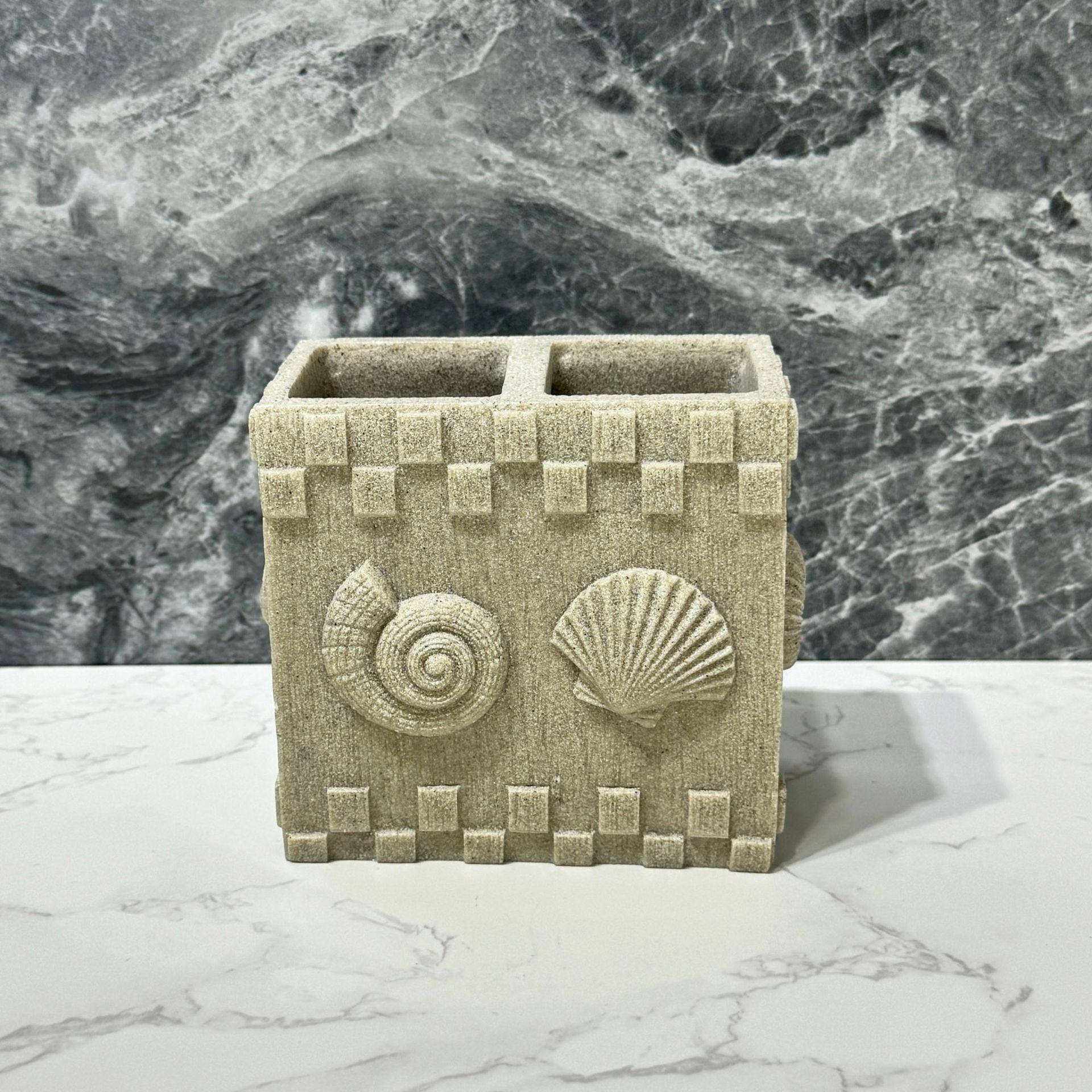 Conchas de piedra arenisca imitación diseño de baño set de baño de resina hotel set de cuatro piezas decoración de baño taza