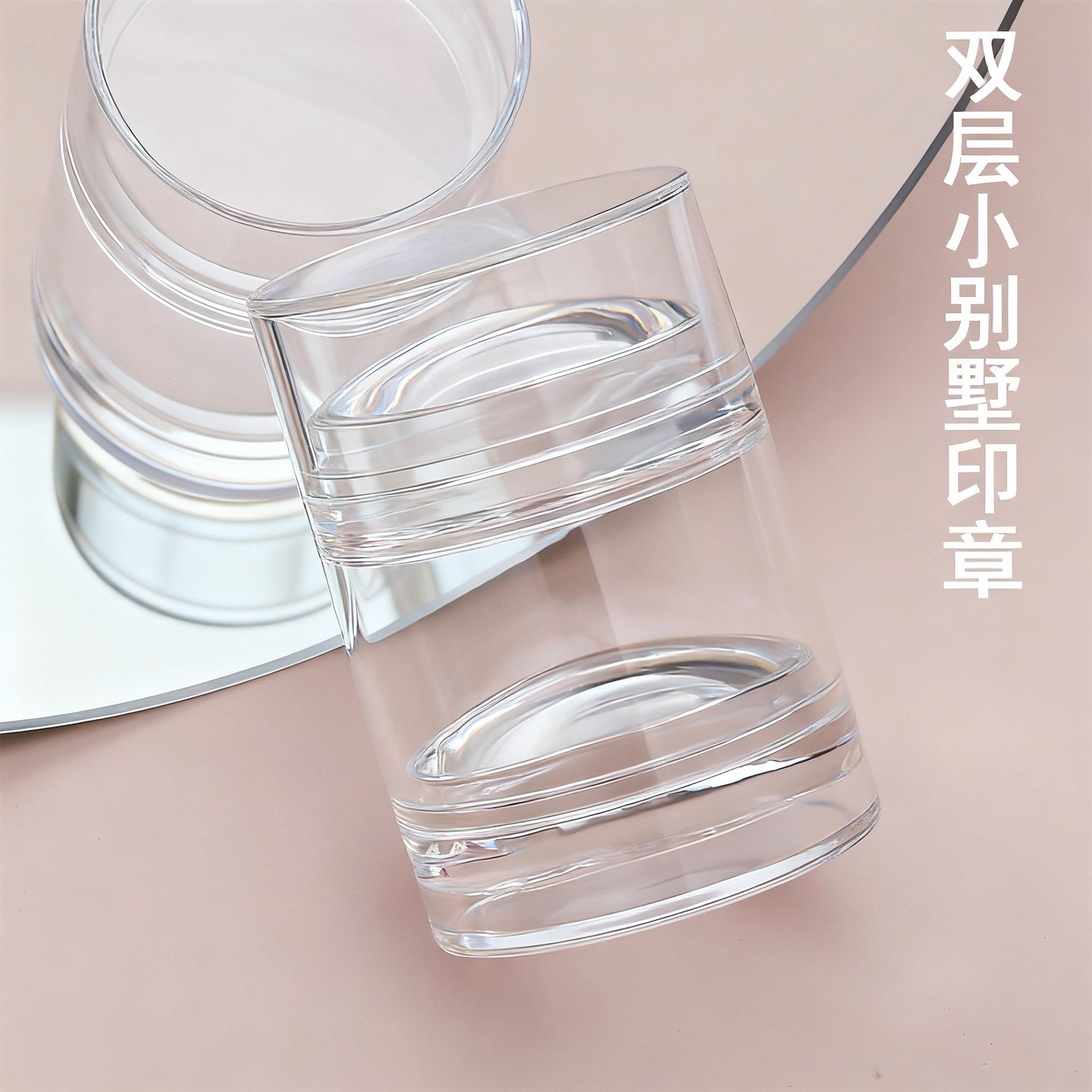 Red de celebridades estilo caliente enorme uñas pegajosas sello de silicona de doble cabeza villa pequeña de doble capa herramienta de impresión de uñas de impresión francesa