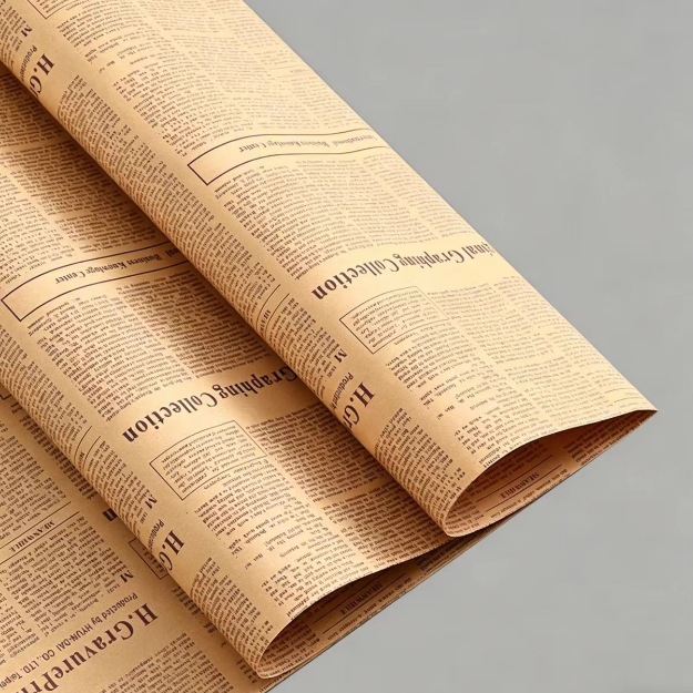 Papel para envolver flores, papel kraft con fondo vintage, papel para envolver regalos, materiales para empaquetar ramos, papel para envolver con diseño de periódico inglés.