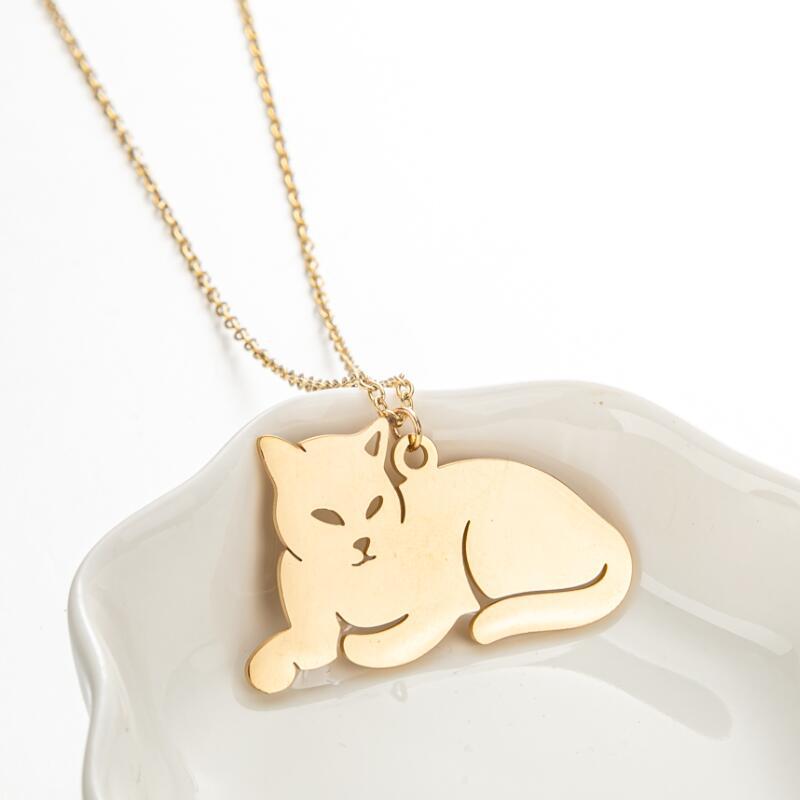 Stainless Steel Titanium Steel Fashion Plating Cat Pendant Necklace display picture 1