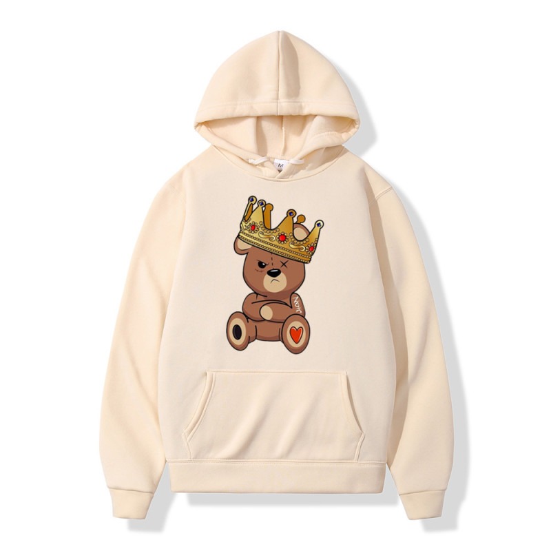 Foreign Trade Autumn and Winter Men's Casual Cartoon Teddy Bear Print Hooded Sweatshirt, Sweatshirt with Hood, Custom-Made from Your Image