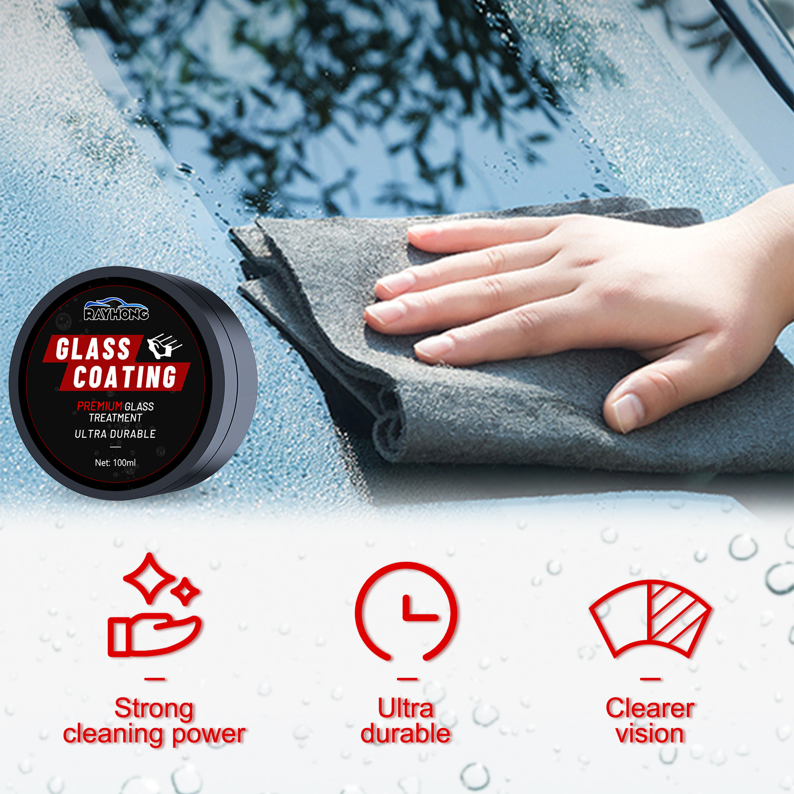 Rayhong Windshield Care Cream Dust Removal Rainproof Coating Car Anti-Splash Coating Care Brightening Cream