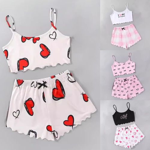 Cross-border thin sleeveless tank top and shorts home wear two-piece simple casual set pajamas for women