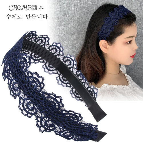 coffee black navy lace Hair band cballroom latin dance  sideband tooth tire Latin ballroom dance lace headband for women girls hair band head hoop ms