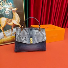 2025春夏新款漆皮女包单肩斜挎包时尚高端鳄鱼纹风琴包跨境热销