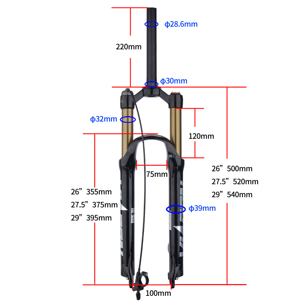 Viaron bicicleta de montaña horquilla delantera 26 27.5 29-pulgadas amortiguador gas tenedor aleación de magnesio presión de aire horquilla delantera