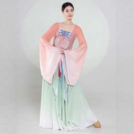 古典舞演出服中国风花神套装飘逸齐胸吊带纱衣大摆裙练功服扇子舞