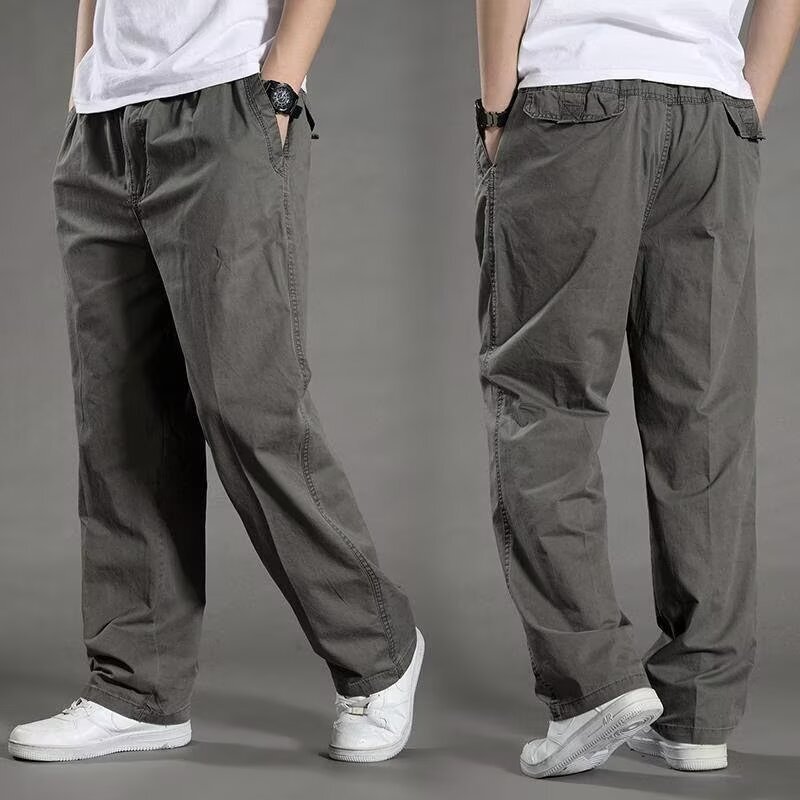 Men's Casual Long Pants, Southeast Asian Thin Straight-Leg Pants, Cotton Blend Breathable Everyday Versatile Pants for Teenagers