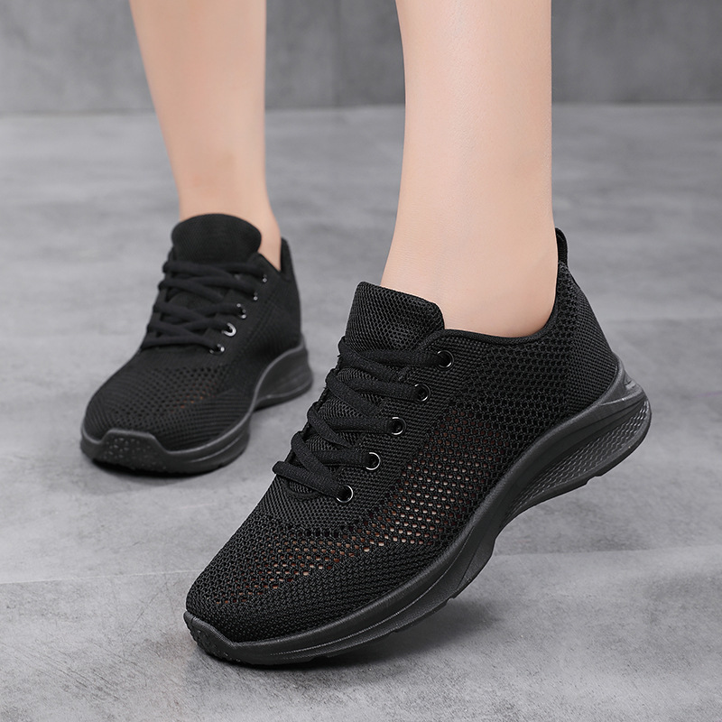 Running shoes women's light soft bottom mesh sneaker 2024 new summer breathable versatile women's shoes black work shoes Running shoes women's light soft bottom mesh sneaker 2024 new summer breathable versatile women's shoes black work shoes