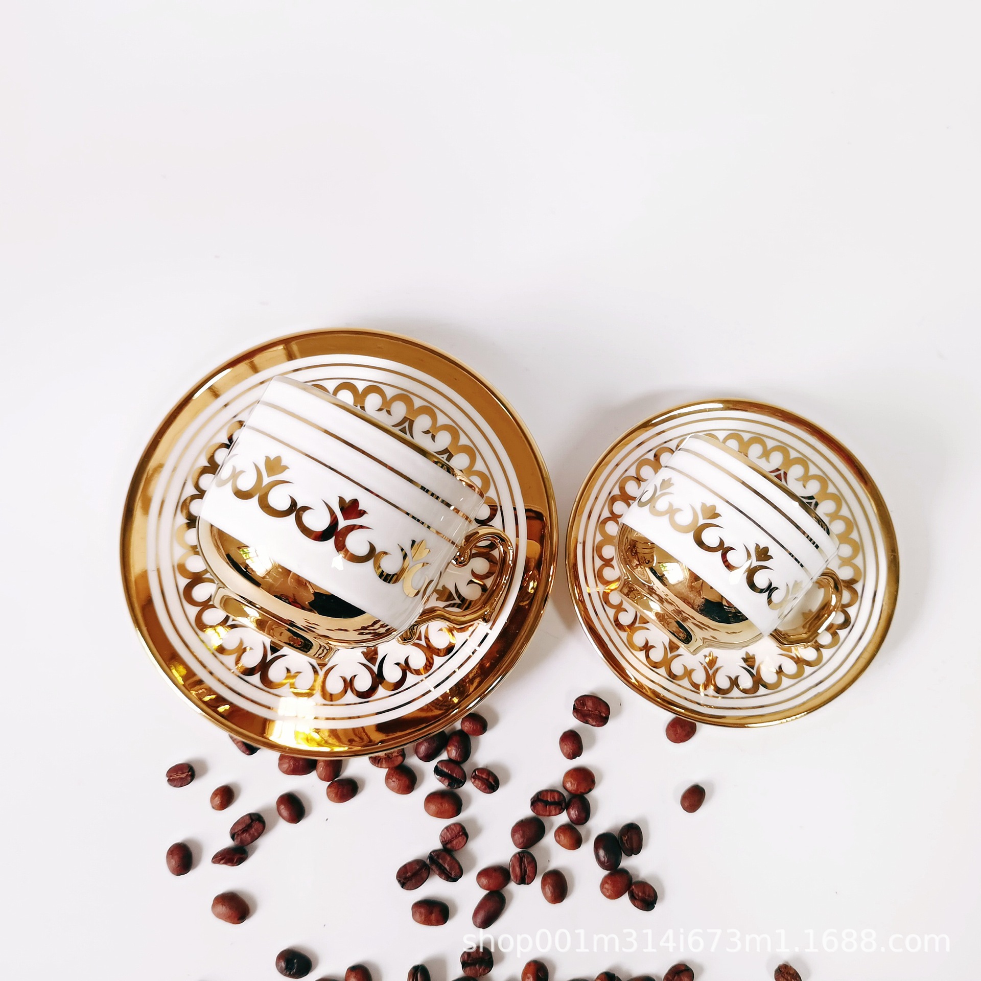 Tazas de cerámica de café galvanizadas creativas, platos de cerámica de Oriente Medio, India, comercio exterior galvanizado, 6 tazas, 6 platos, tazas y platos