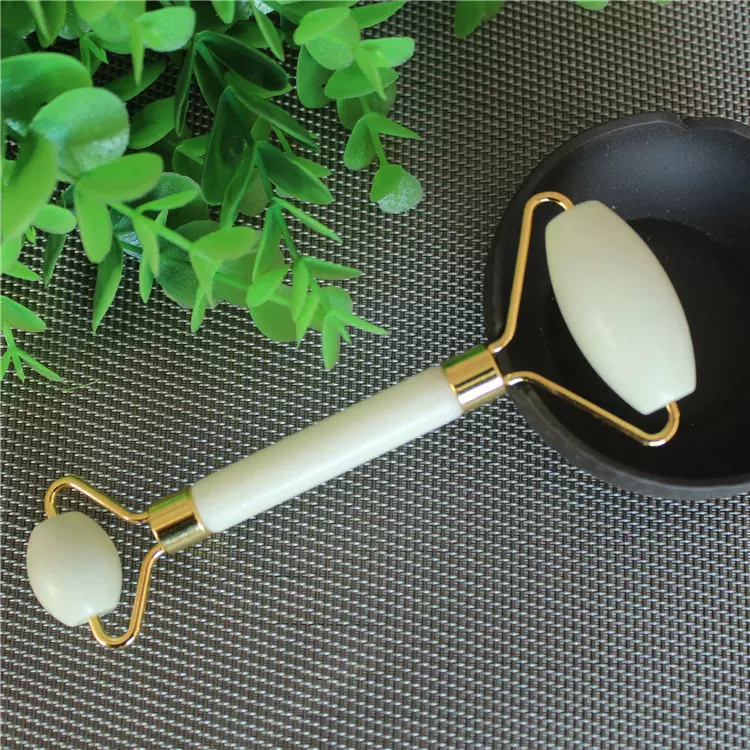 岫玉美容器脸部按摩器按摩玉轮滚轮锌合金支架可定厂家批发玉石