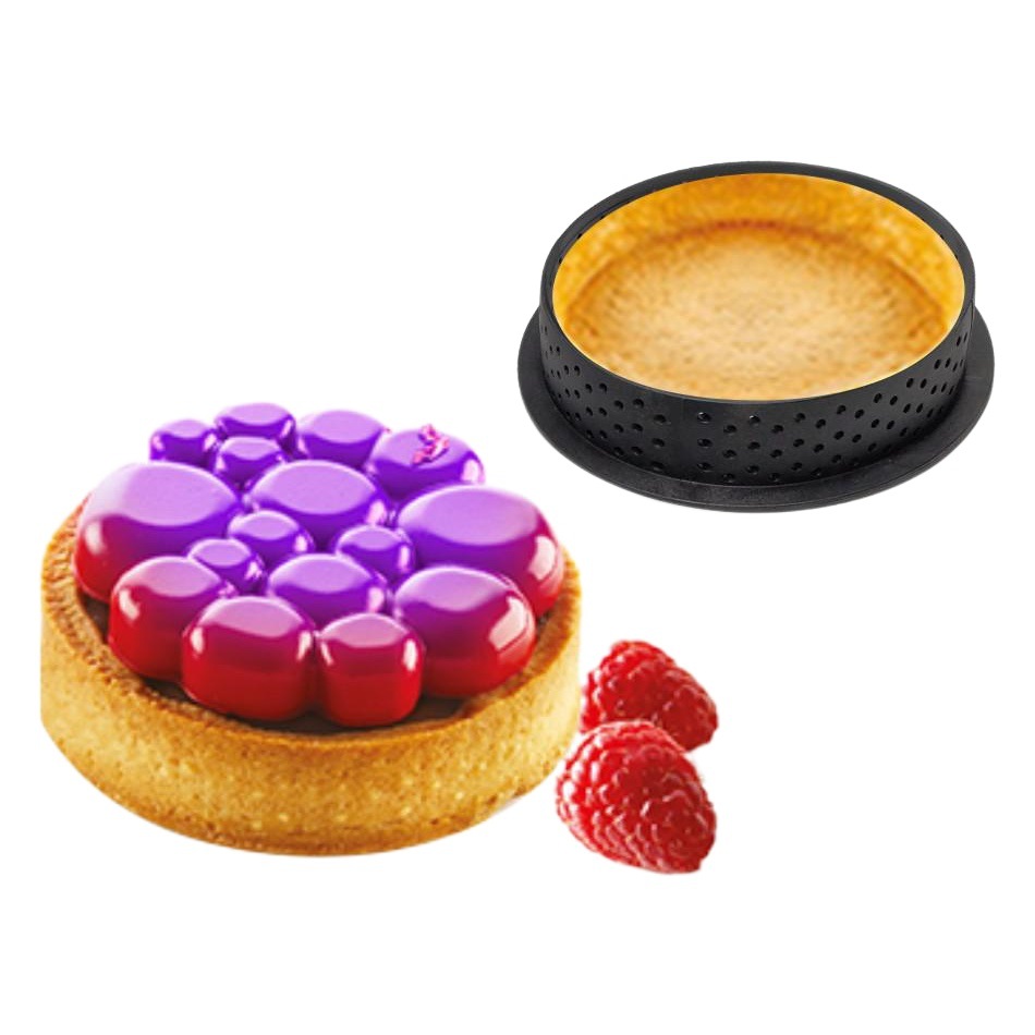 Anillo de torre redonda Anillo de tarta de plástico negro Corte redondo morir con agujero mousse anillo de malla anillo de pastel de acrílico prensa barra de queso