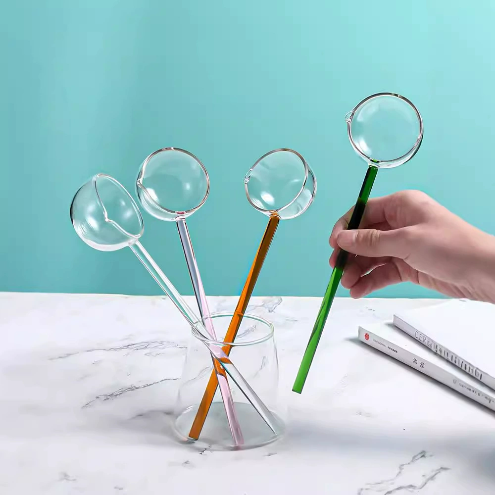 Long -handed glass spoon large high temperature high -temperature high borosilic soup spoon transparent seasoning spoon house transparent spoon splash oil hot oil spoon