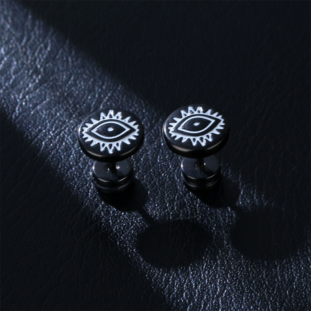 Retro Round Devilu0027S Eye Stainless Steel Plating Earrings 1 Pair