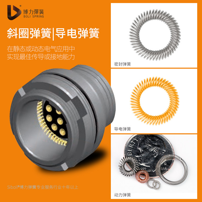 博力斜圈弹簧大电流斜圈铍青铜导电S型密封屏蔽弹簧环弹簧触指定