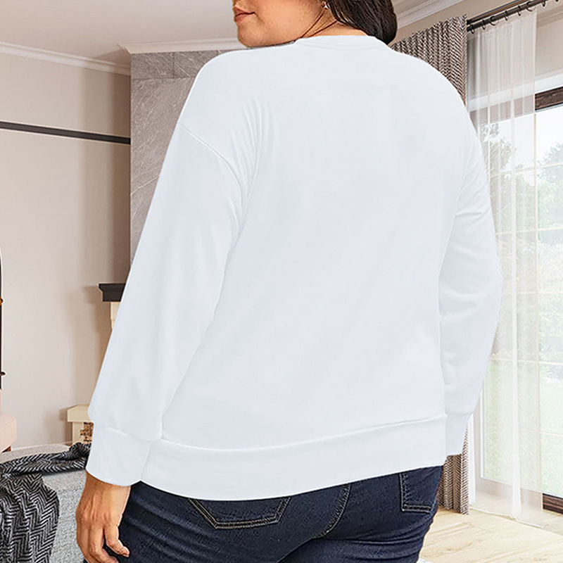 Felpa con cappuccio taglie forti autunno e inverno, da donna, girocollo, ampia, a maniche lunghe, stampa di Halloween_voghion.com