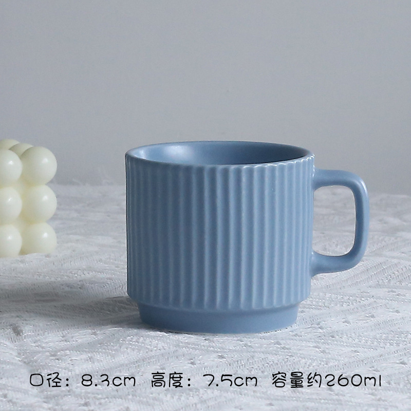 ins马卡龙简约条纹陶瓷马克杯杯活动促销杯子一件代发|undefined