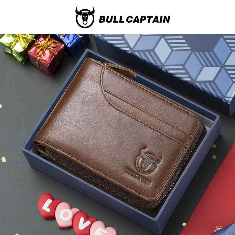 Capitán Niu cuero corto horizontal primera capa billetera de piel de vaca casual Cambio de licencia de conducir cartera ranura para tarjeta multifuncional