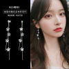 South Korean fashionable goods, silver needle, long retro metal earrings from pearl, silver 925 sample