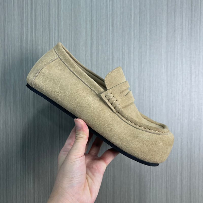 Aumentar la altura de los zapatos de base gruesa, Old Money Wind, retro cuero de veludo, zapatos casuales Muller para hombres, zapatos de viaje para hombres, zapatos Lefour para hombres.