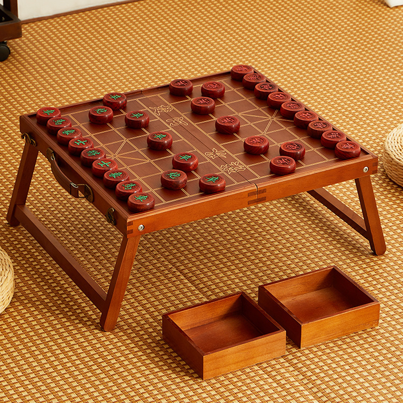 中国象棋实木棋盘高档送礼大号象棋棋盘木质红木象棋桌户外便携式|undefined