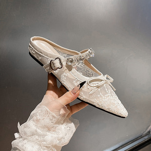 Inner Heightened Baotou Half Slippers Women's Outer Wear 2025 New French Style Chanel Style Lazy Mill Shoes plus size Women's Shoes