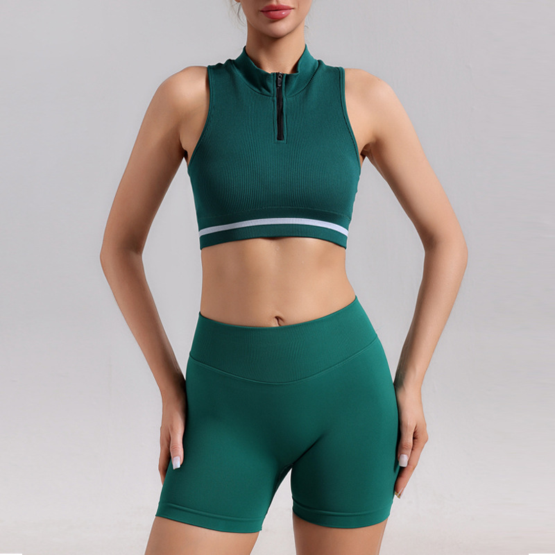 Nuevo chaleco de yoga deportivo con rosca con cremallera semiabierta para mujer sin anillo de acero para correr fitness tenis entrenamiento ropa interior deportiva