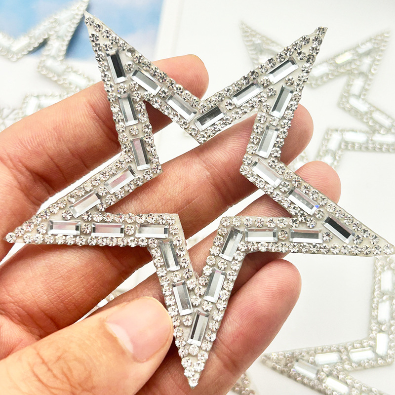 Diy boutique estrella de cinco puntas pegatinas de diamantes de imitación huecos accesorios para el hogar accesorios de ropa diamantes calientes pegatinas de patrones autoadhesivos diamantes