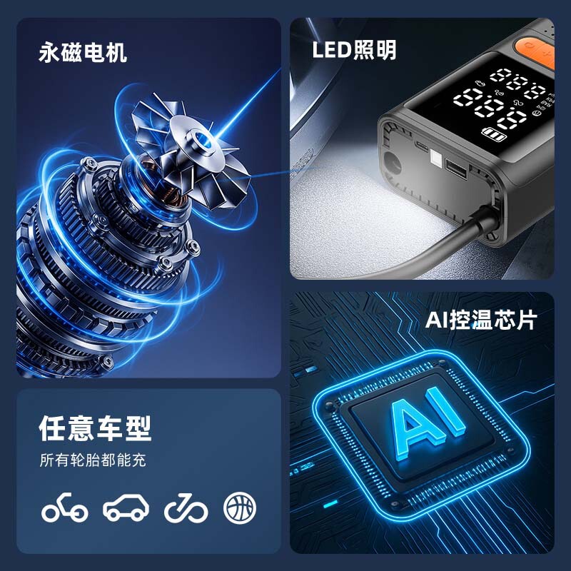 新品便携车载充气泵无线汽车打气泵电动双数显打气筒厂家直销|undefined
