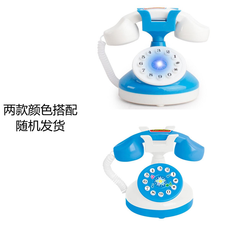 Simulación transfronteriza mini teléfono azul pequeño electrodoméstico juguete escena educativa para niños Juego decoración con sonido y luz