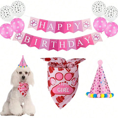 クロスボーダーペット誕生日帽子誕生日パーティーの装飾ペット誕生日三角タオル犬誕生日帽子バナーフラグ