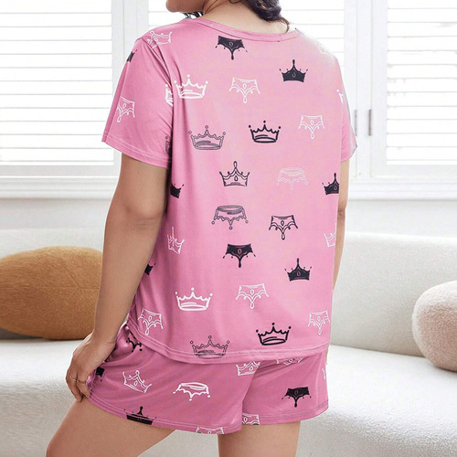 Dedicated thin sleepwear set for women - summer loose T-shirt and shorts, plus-size home clothes set