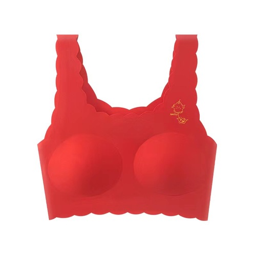 Big red girl's underwear in the year of birth, female development period, older children, junior high school students and high school students, seamless bra and underwear set