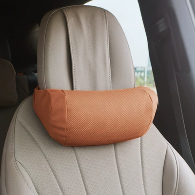 Pillow, Car Headrest, In-Car | Headrest - perforated-stone-brown-headrest