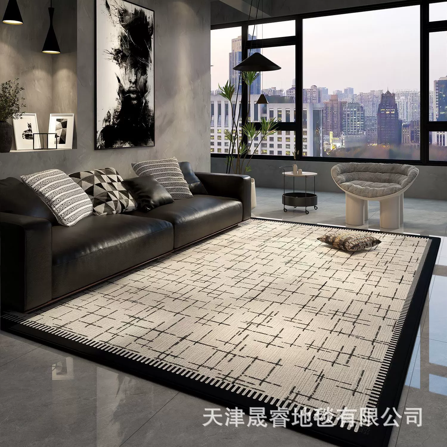 轻奢深色耐脏客厅大地毯卧室床边毯全铺室内地垫沙发茶几脚垫厂家